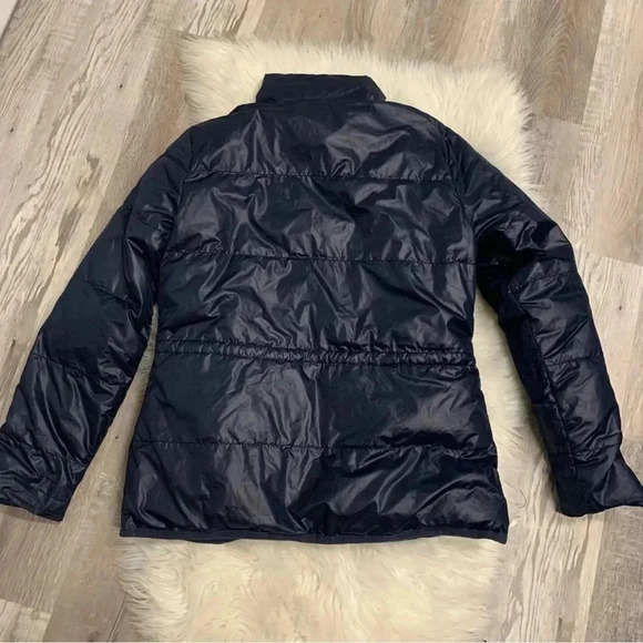 Banana Republic navy blue down double zip puffer quilted jacket sz m 8/10 - Picture 6 of 12
